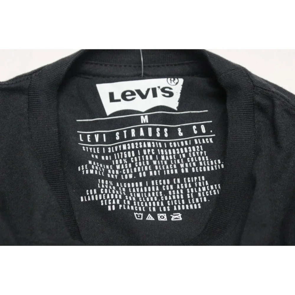 Levi's men's white distressed batwing logo crew neck short‎ sleeve t-shirt M